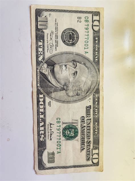 2001 Ten Dollar Bill Misprint | eBay