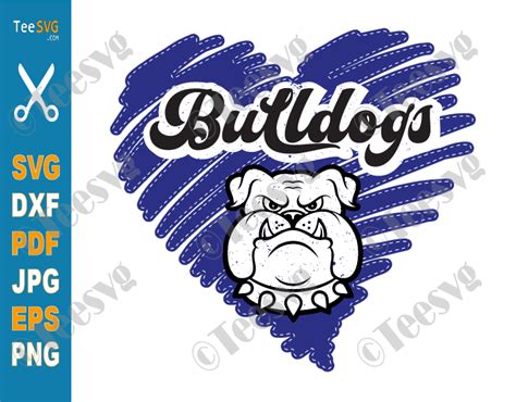 Bulldog Svg Image Png Clipart Blue Heart Scribble School Pride Mascot