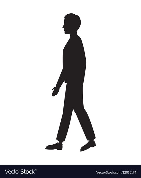 Silhouette Man Walking Side View Royalty Free Vector Image