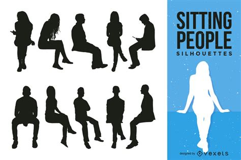 Sitting People Silhouette Collection Vector Download