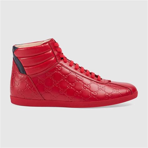 Gucci Signature High Top Sneaker Hibiscus Red Signature Modesens