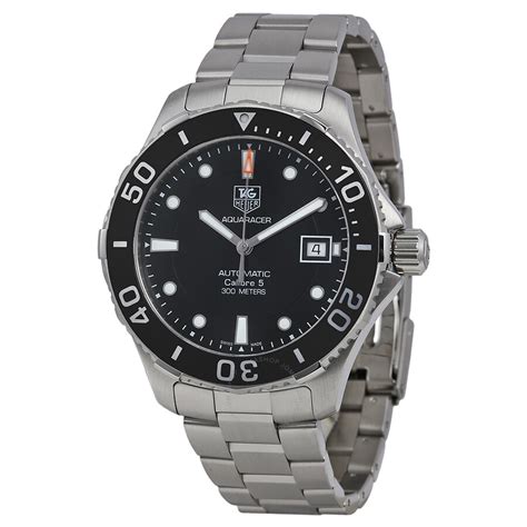 Tag heuer carrera calibre 5 black dial stainless steel mens watch war201cba0723. Tag Heuer Aquaracer Calibre 5 Automatic Men's Watch ...