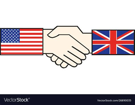 Handshake With Usa And Great Britain Flag Vector Image