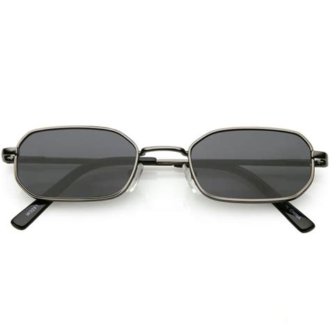 extreme small metal rectangle sunglasses thick frame flat lens 48mm gunmetal smoke