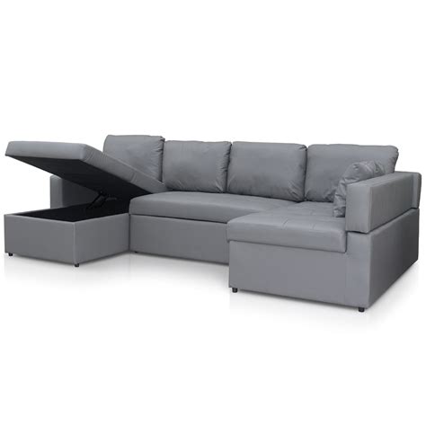 Ultra pratique et confortable, ce organiser son espace. Canapé d'angle convertible Simili Gris Lio | LesTendances.fr