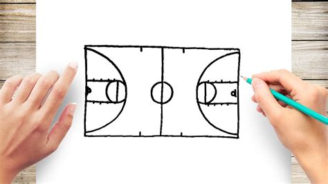 How To Draw A Basketball Court Step By Step For Kids Youtube