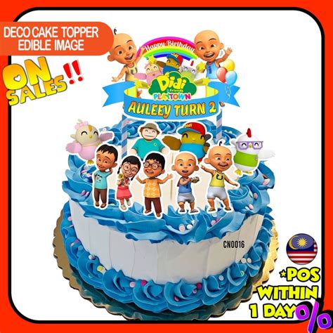 Custom Name Happy Birthday Cake Topper Upin Ipin Mix Didi And Friend