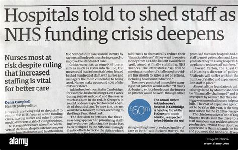 Hospitals Told To Shed Staff As Nhs Funding Crisis Deepens Guardian Newspaper Article 29