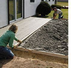 Pour the concrete up against the form and compact it into all corners with a square shovel or mortar hoe; How to lay a DIY concrete patio. Best instructions I have ...