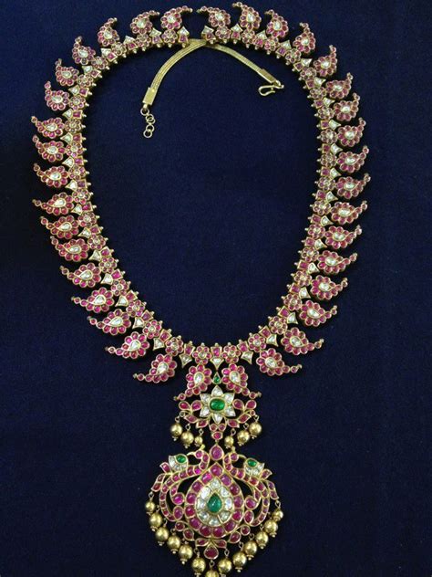 Indian Jewellery And Clothing Rubies And Emerald Studded Magayamala