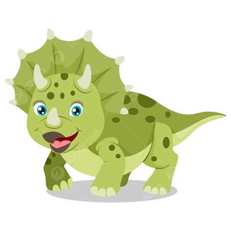 Desenho De Dinossauro Triceratops Verde Bonito PNG Imenso