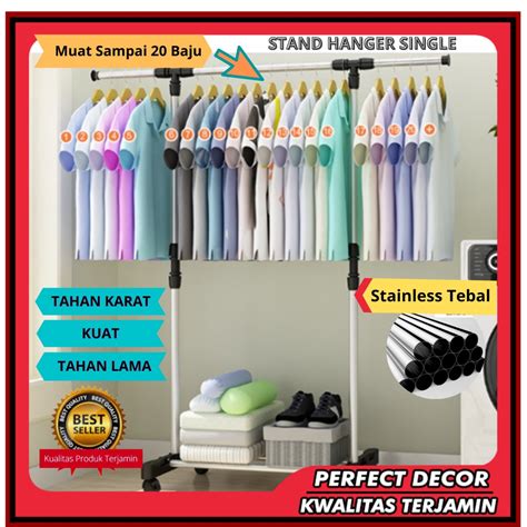 Jual Rak Gantungan Gawang Baju Pakaian Berdiri Portable Multifungsi