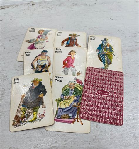 Vintage Miniature Whitman Old Maid Playing Cards Set Of 8 Etsy