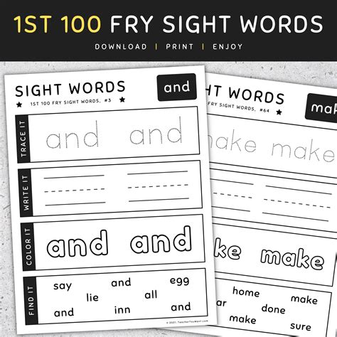 Fry Sight Words Read Trace Write Worksheets 601 700 Set 4