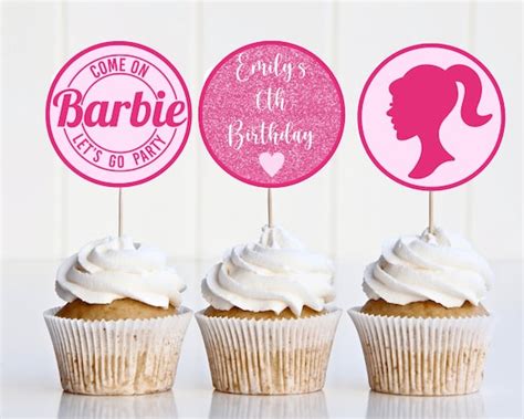 Barbie Birthday Party Cupcake Toppers Barbie Cupcake Picks Etsy