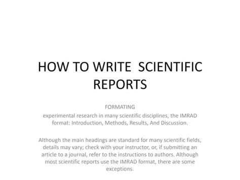 How To Write Scientific Reports Ppt