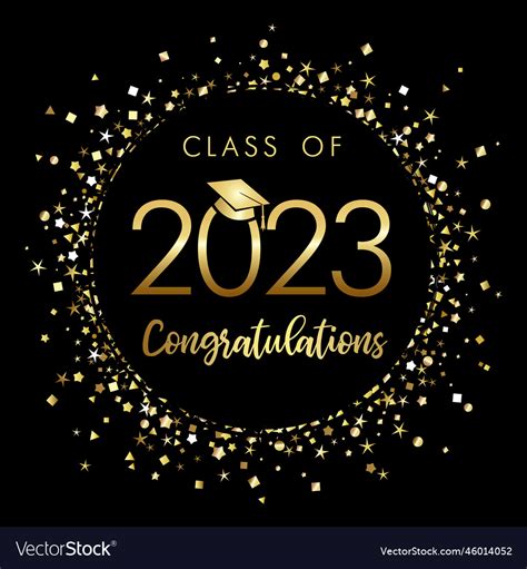 Class Of 2023 Graduation Poster With Gold Glitter Vector Image