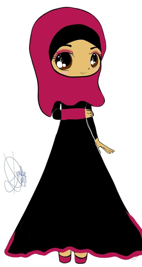 Pretty Muslimah Drawing Drawing Of Chibi Muslimah In Purple Hijab And