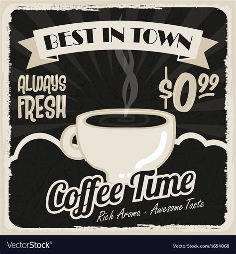 Old Vintage Coffee Poster Royalty Free Vector Image