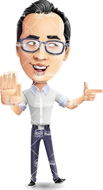 Cartoon Chinese Man Vector Character 112 Illustrations Pointing