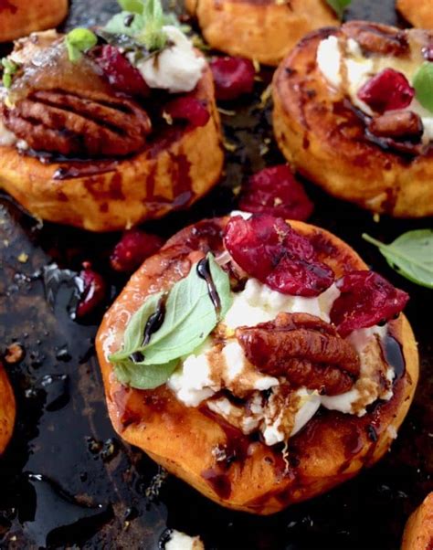 Light and fluffy, this goat cheese mousse is sure to please. Roasted Sweet Potato Rounds Appetizer Recipe • Veggie Society