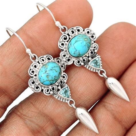 Sleeping Beauty Turquoise 925 Sterling Silver Earrings Jewelry SE131686
