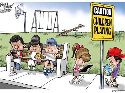 Cartoonist Gary Varvel Children Playing Mobile Devices