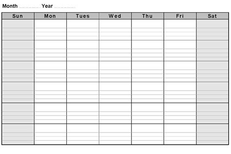 Free Printable Blank Monthly Calendar Template Calendar Templates