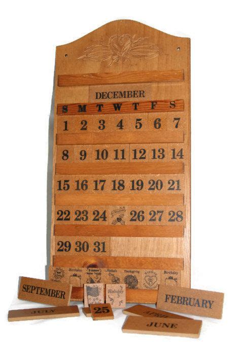 Perpetual Calendar Wooden Wall Calendar Vintage Etsy Wooden