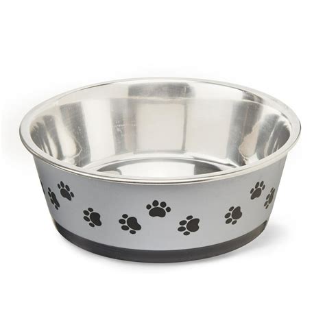 Vibrant Life Stainless Steel Large Black Paw Print Pet Bowl Perfect