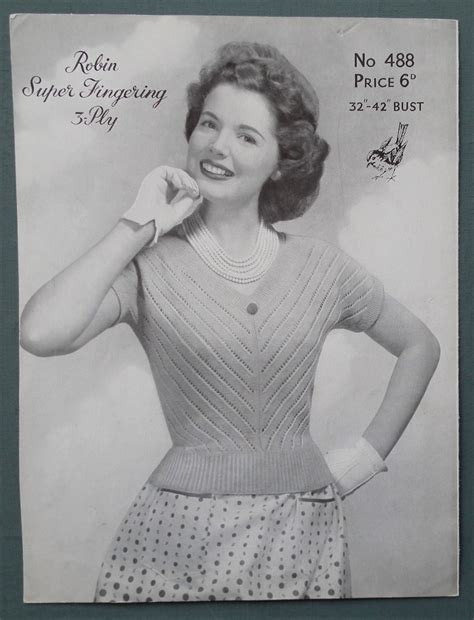 Vintage 1950s Knitting Pattern Womens Sweater Magyar Etsy Canada