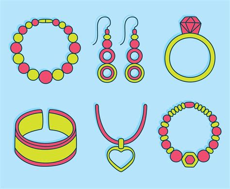 Jewelry Collection On Blue Vector Vector Art And Graphics