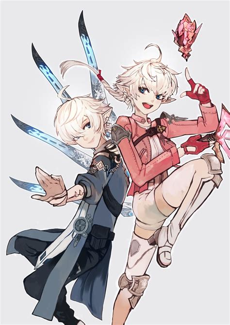 red mage alisaie leveilleur alphinaud leveilleur and sage final fantasy and 1 more drawn by