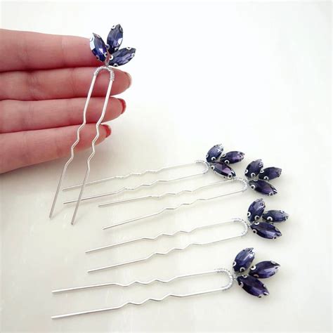 Set Of Five Purple Hair Pins By Petal And Pearl Accessories