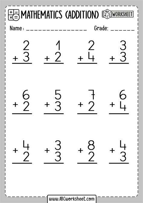 Addition 1 Digit Number Worksheets 2c2