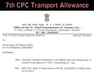 Transport Allowance As Per Th Cpc Tpta Th Cpc Travelling Allowance Officers Drawing Pay