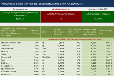 Kalkulation Gastronomie Excel Vorlage Wunderbar Excel