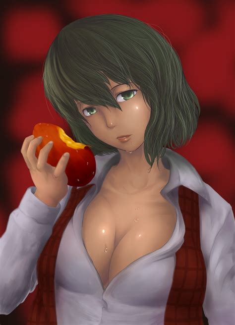 Toritora Kazami Yuuka Touhou Bad Id Bad Pixiv Id 1girl Breasts Cleavage Eating Female