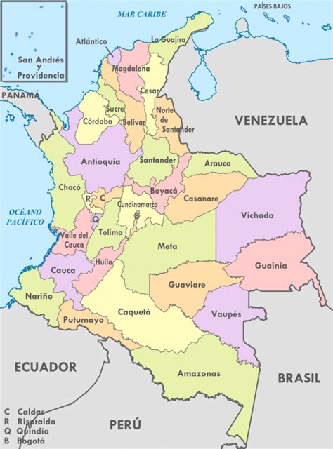 Mapa De Colombia Con Sus Departamentos Y Capitales Colombia Mapa De