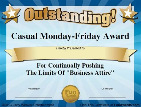 Funny Office Awards 101 Printable Award Certificates For The Office