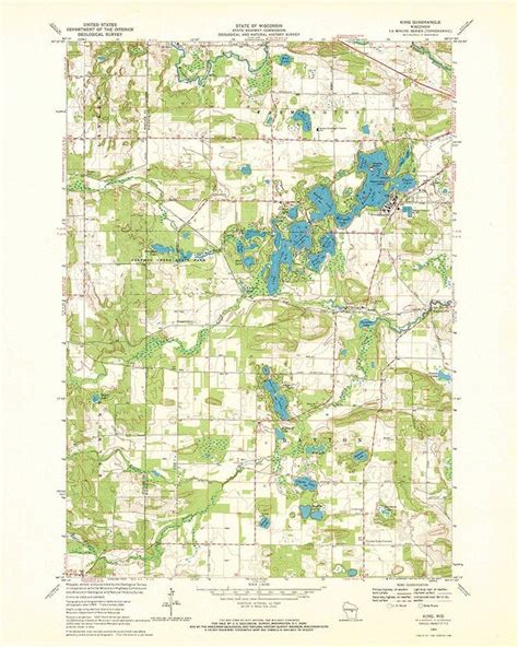 1969 Topo Map Of King Quadrangle Wisconsin Long Lake Chain Etsy