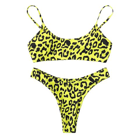 Wholesale Oem Leopard Print Sports Bra Supplier Womens Bathing Suits Spaghetti Strap Leopard