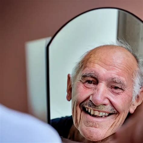 A Smiling Old Man Seen Through A Mirror Stable Diffusion Openart