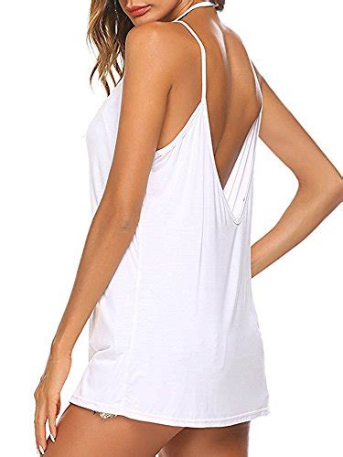 Dellytop Womens Sexy Open Back Tank Tops Halter Round Neck Loose Fit