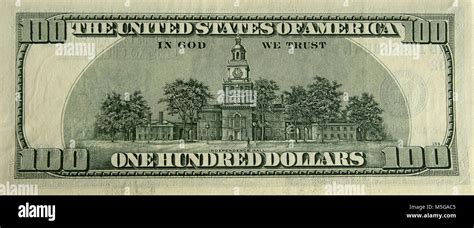 Close Up Of The Reverse Side Of A Hundred Dollar Bill United States Of