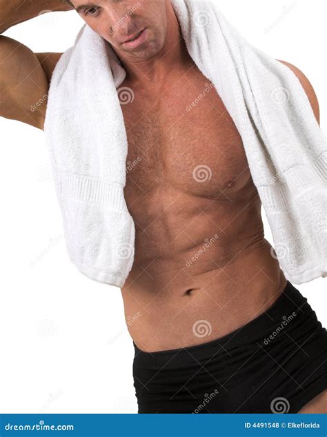 Man With Towel Stock Photo Image Of Masculine Smiling