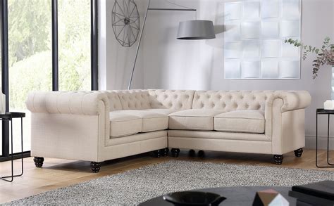 Hampton Oatmeal Fabric Chesterfield Corner Sofa Furniture Choice