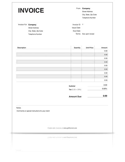 Invoice Template (PDF) - Harvest | Invoice template word, Invoice template, Photography invoice ...