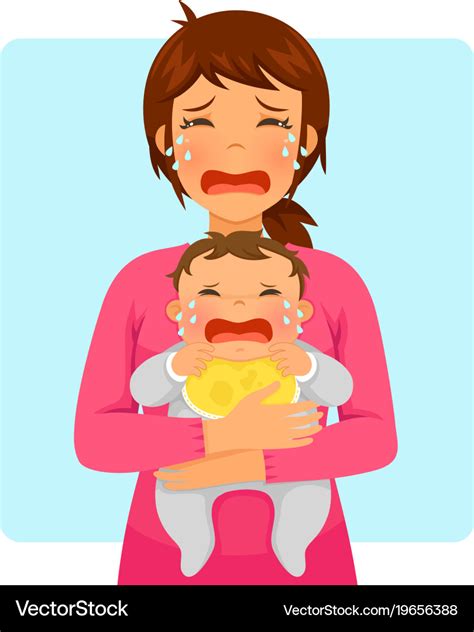 Crying Baby And Mom Royalty Free Vector Image Vectorstock