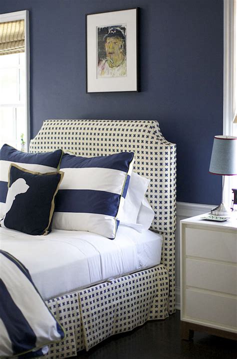 Navy and white bedroom photos. Shingle Beach Cottage with Coastal Interiors - Home Bunch ...